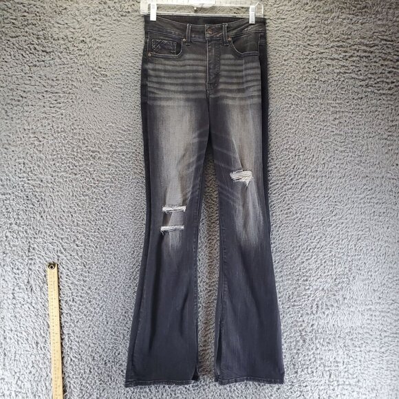 Buckle Black Jeans Womens Size 27 Black Bootcut Distressed Stretch Denim - Picture 1 of 12